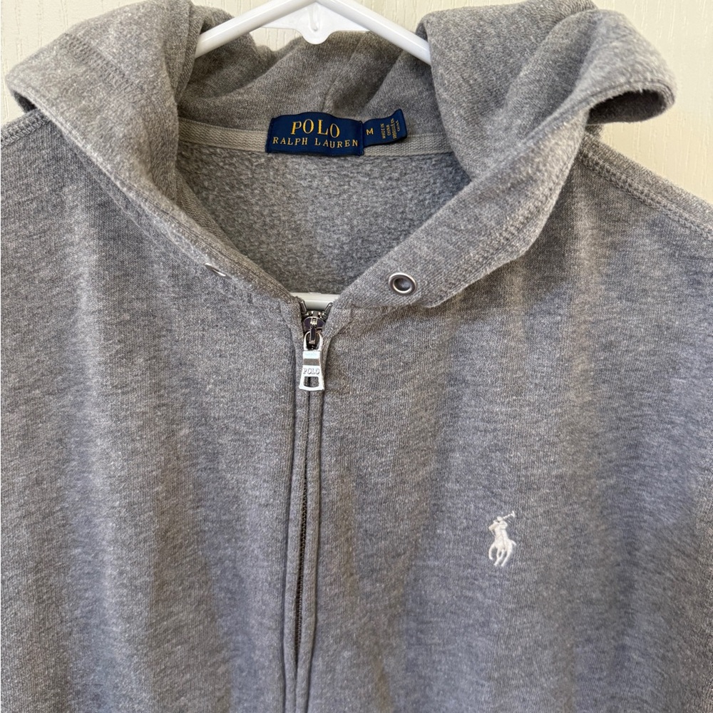 Ralph Lauren Gray Full-Zip Hooded Sweater